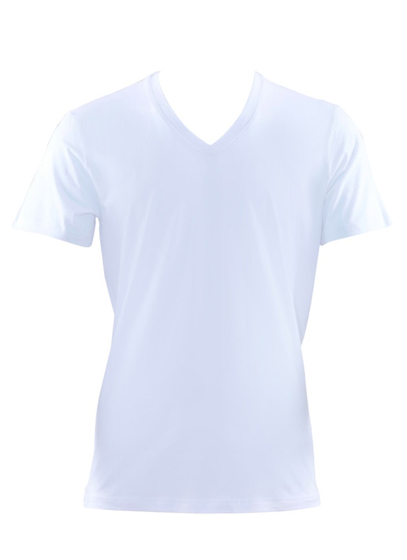 Erkek V-Yaka T-Shirt Aura 9508 - Beyaz - 2