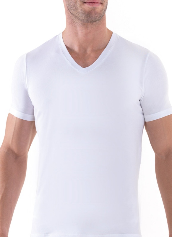 Erkek V-Yaka T-Shirt Aura 9508 - Beyaz - 1