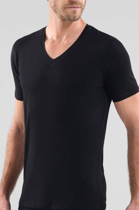 Erkek V-Yaka T-Shirt Aura 9508 - Siyah - 1