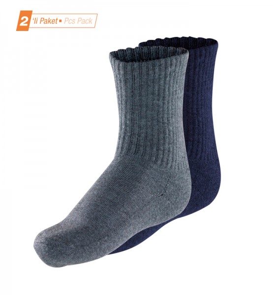 Çocuk Termal Çorap 2. Seviye 2'li Paket 9995 - Lacivert Gri - Blackspade