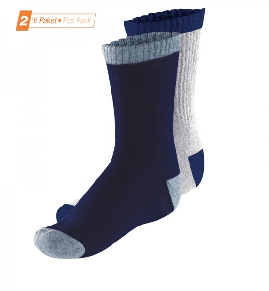 Çocuk Termal Çorap 2. Seviye 2'li Paket 9996 - Lacivert Gri - 1