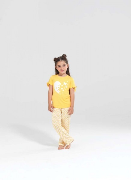 Kız Çocuk Uzun Pijama Takımı 50180 - Sarı - 1