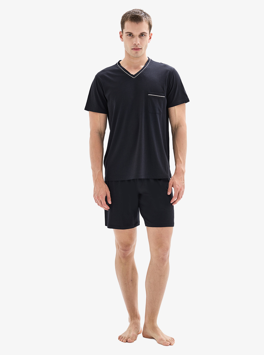 Erkek 3'lü Pijama Takımı 40871 - Siyah