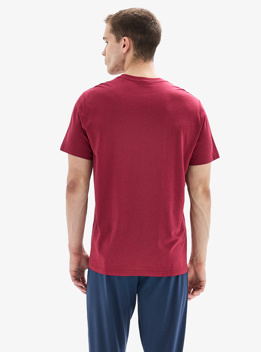 Erkek 3'lü Pijama Takımı 40878 - Bordo - 2