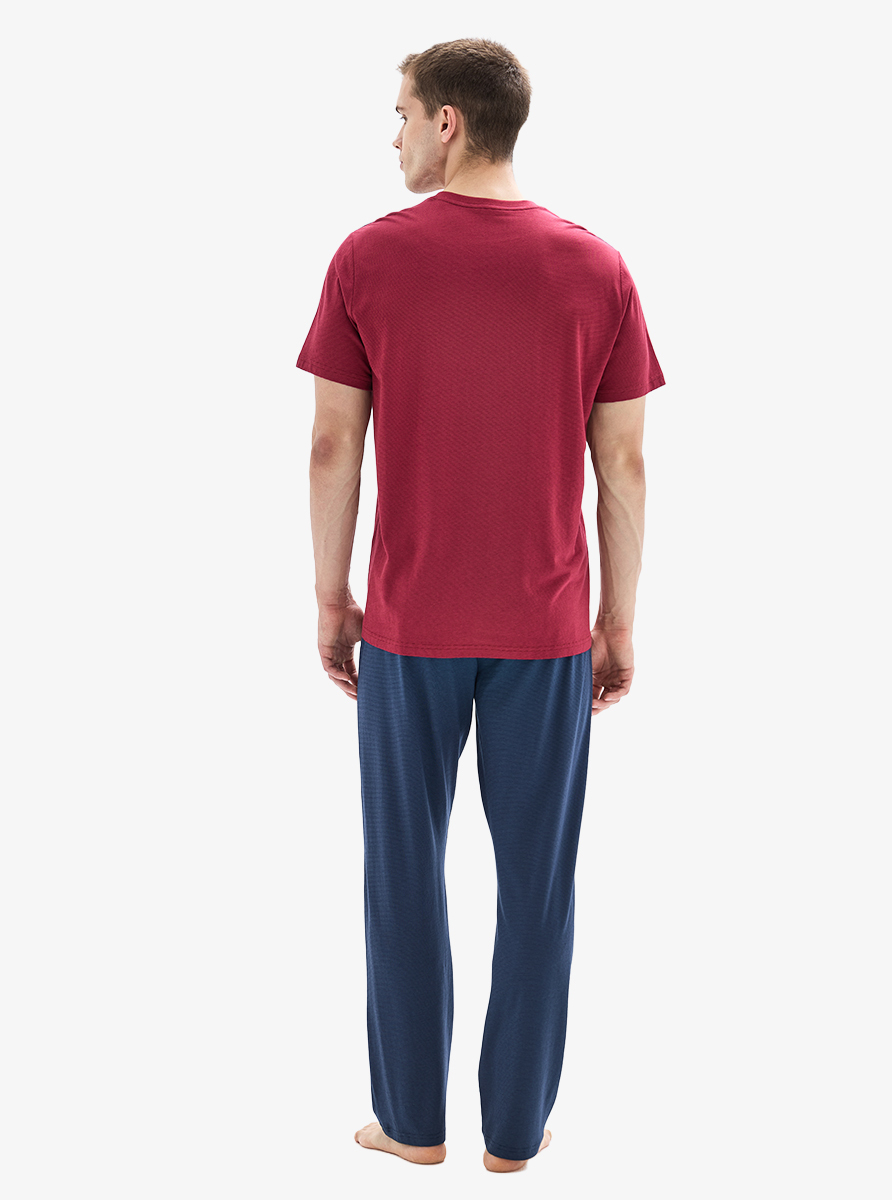 Erkek 3'lü Pijama Takımı 40878 - Bordo - 4