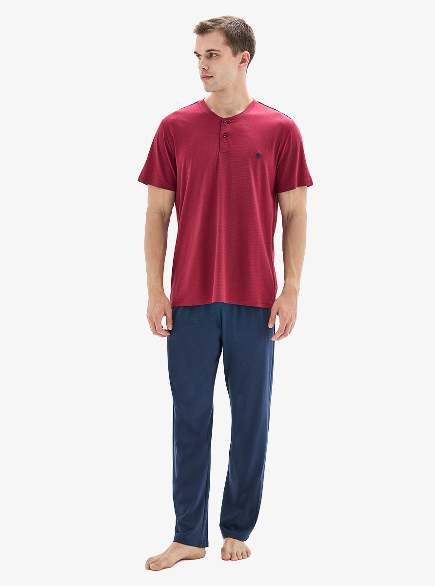Erkek 3'lü Pijama Takımı 40878 - Bordo - 3