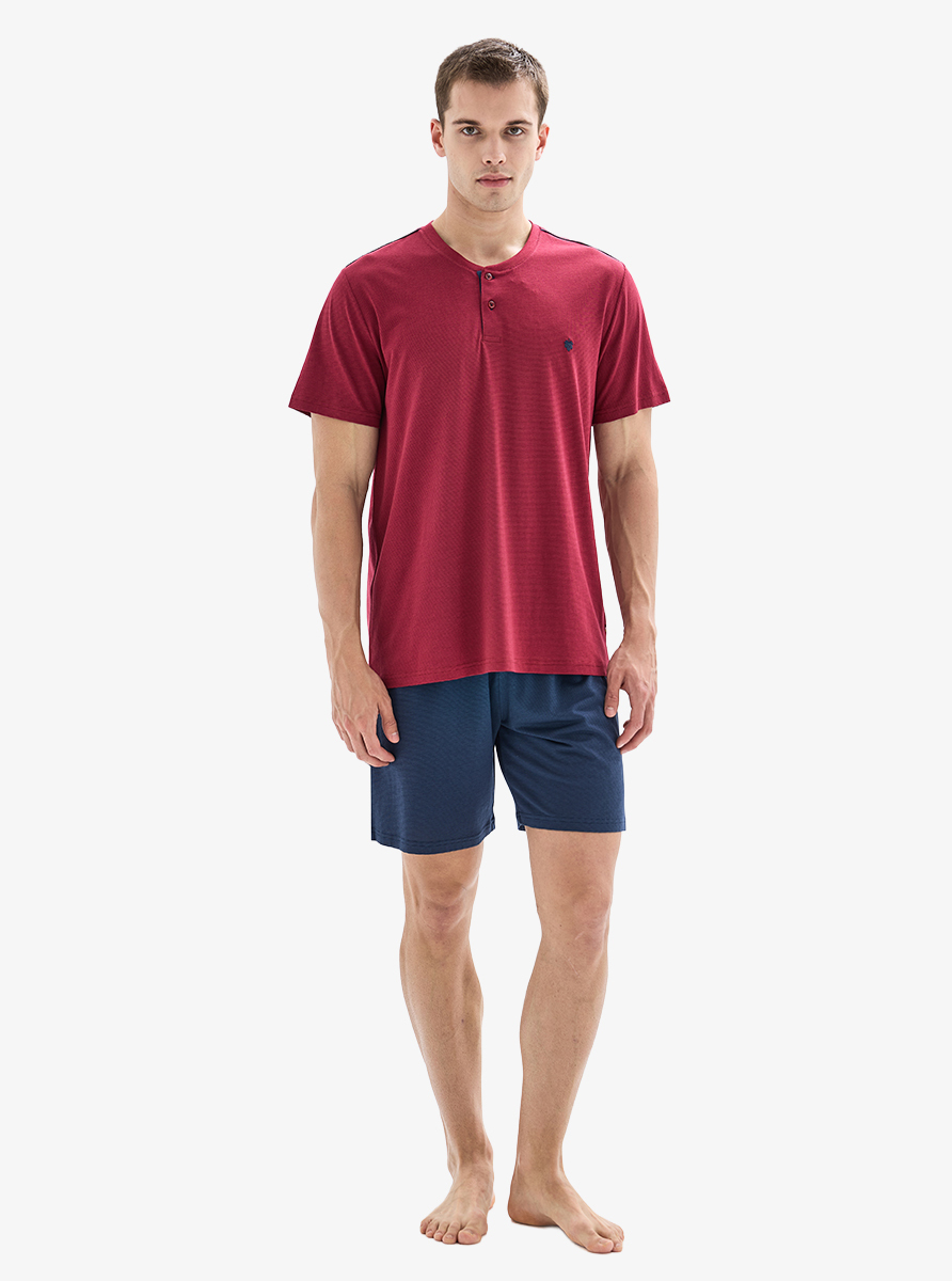 Erkek 3'lü Pijama Takımı 40878 - Bordo - 5