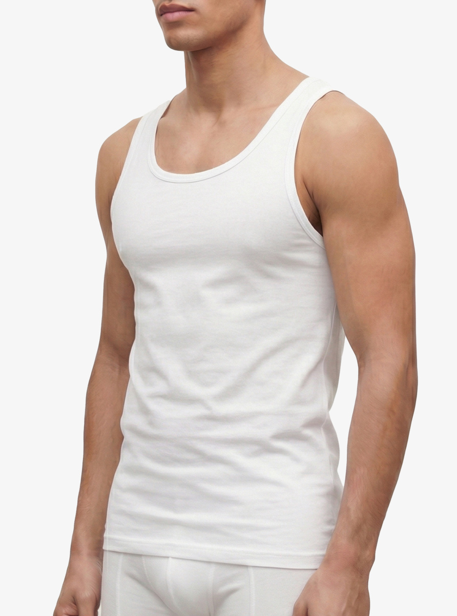 Erkek Pamuk Atlet 2'li Paket 9485 - Beyaz - Blackspade (1)