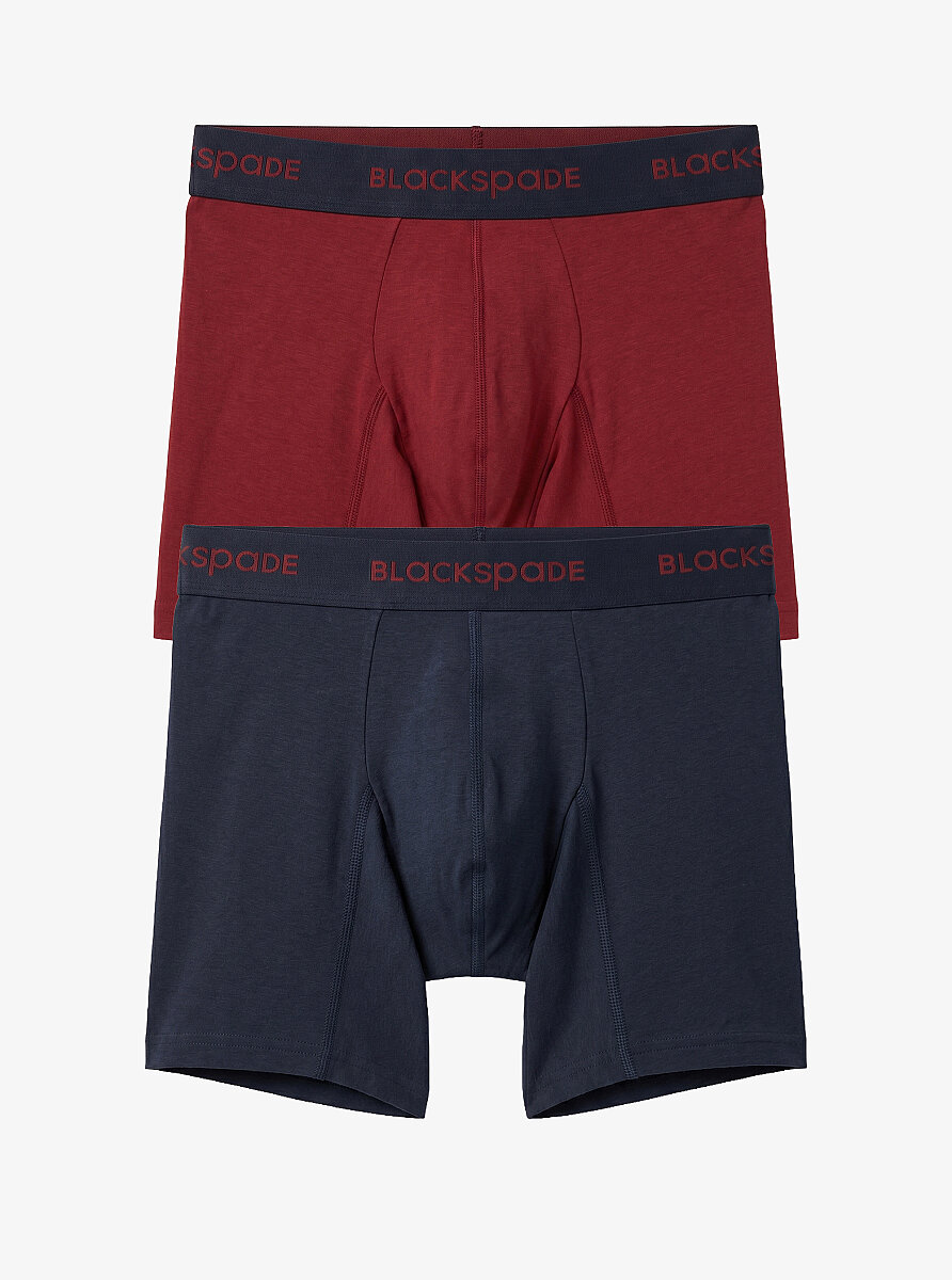 Erkek Boxer 2'li Paket Comfort 9618 - Lacivert Kırmızı - Blackspade