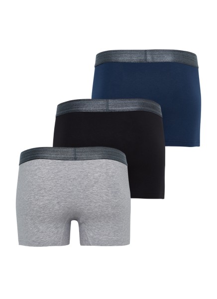 Erkek Boxer 3′lü Paket Modern Basics 9472 - Gri Lacivert Siyah (Gri Bel Lastiği) - 2