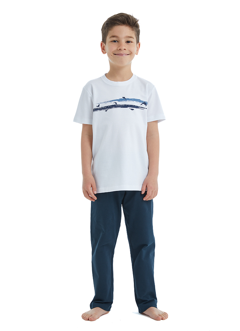 Erkek Çocuk Pijama Takımı 40486 - Beyaz - Blackspade