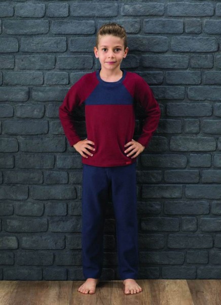 Erkek Çocuk Pijama Takımı 7565 - Lacivert Bordo - 1