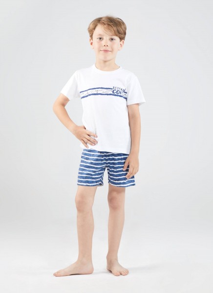 Erkek Çocuk Şort Pijama Takımı - 7921 - Beyaz - 1
