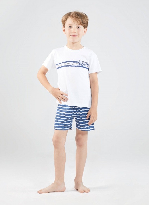 Erkek Çocuk Şort Pijama Takımı - 7921 - Beyaz - 1