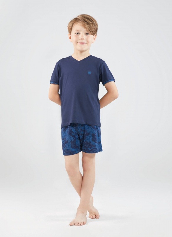 Erkek Çocuk Şort Pijama Takımı - 7922 - Lacivert - 1