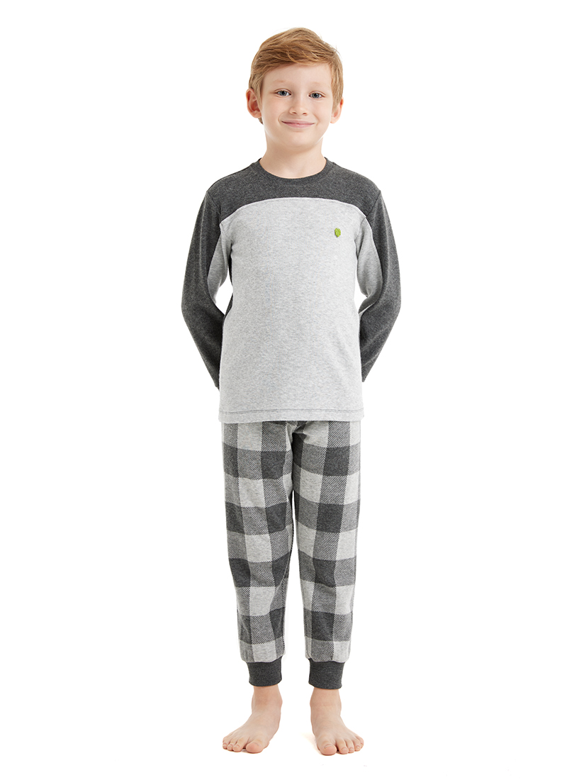 Termal Erkek Çocuk Pijama Takımı 40568 - Gri Melanj - 1