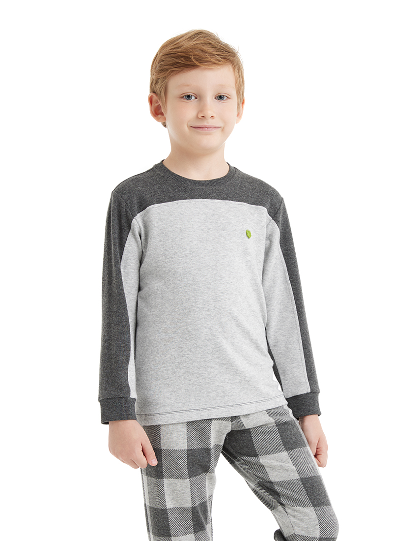 Termal Erkek Çocuk Pijama Takımı 40568 - Gri Melanj - 3