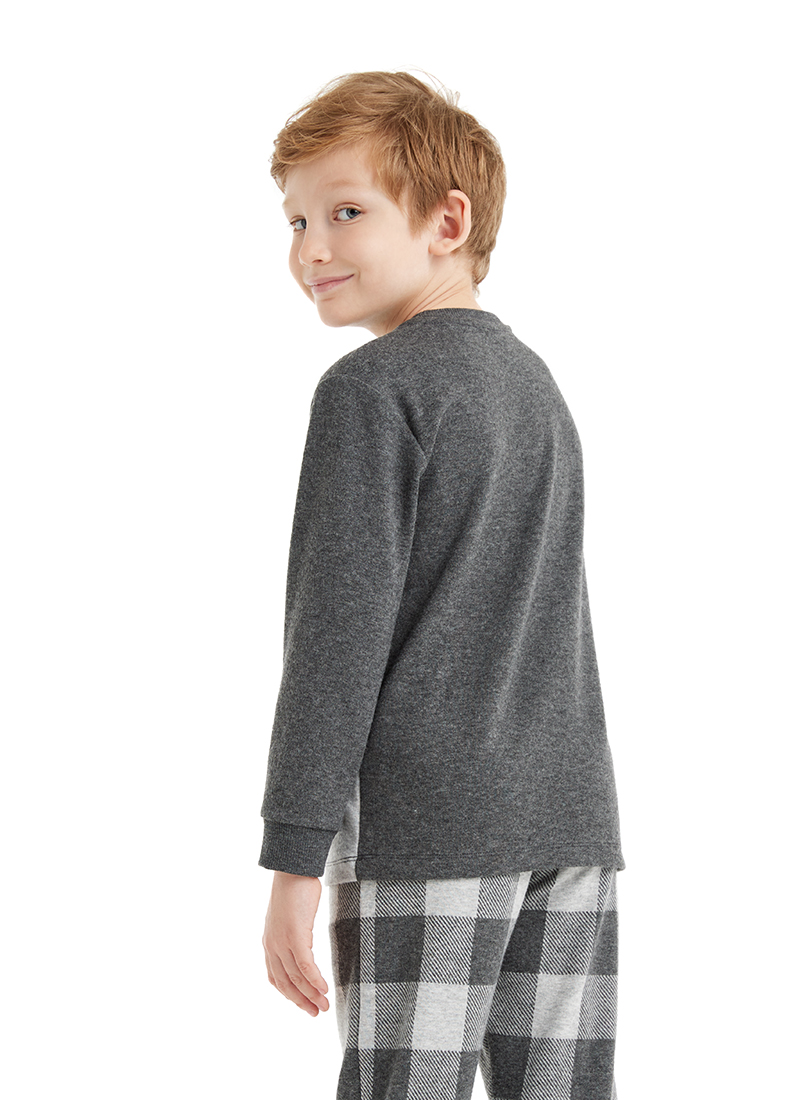 Termal Erkek Çocuk Pijama Takımı 40568 - Gri Melanj - 4
