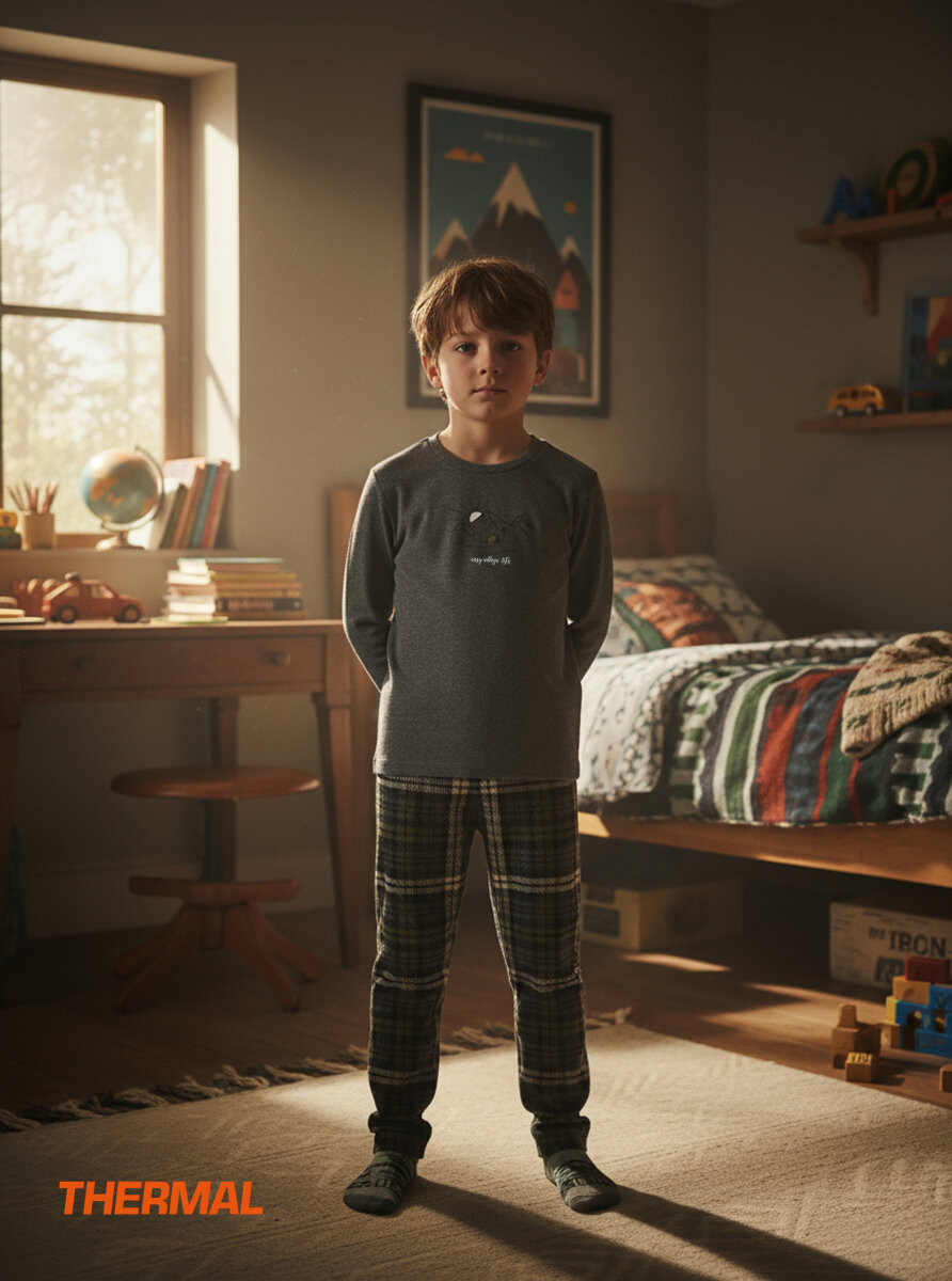 Erkek Çocuk Termal Pijama Takımı 40847 - Antrasit - 1