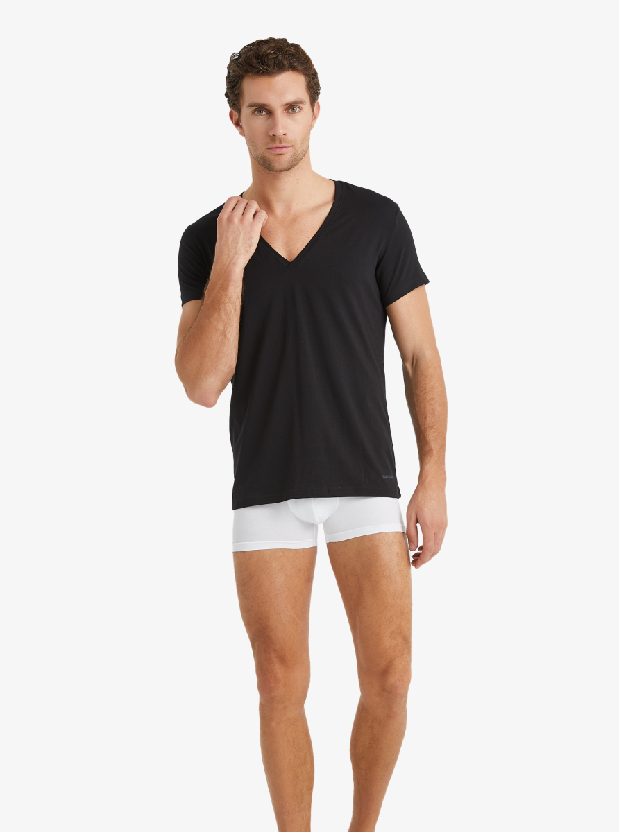 Erkek Fanila Derin V Yaka Tender Cotton 9212 - Siyah - Blackspade