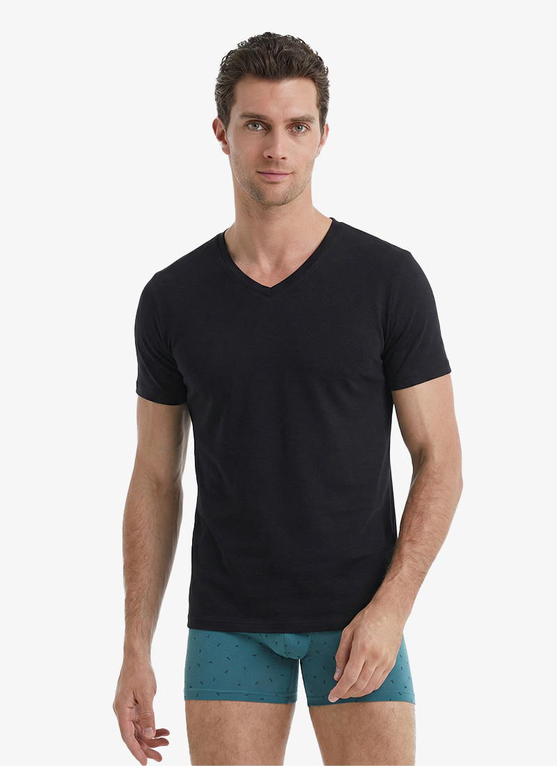 Erkek Fanila V Yaka Aura 9508 - Siyah - Blackspade