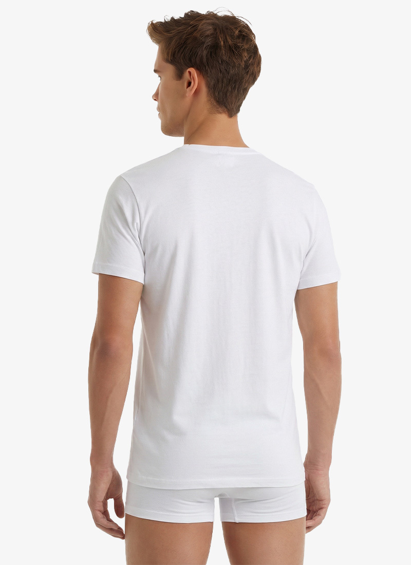 Erkek Fanila 2'li Paket V Yaka Loose Fit 9639 - Beyaz - 2