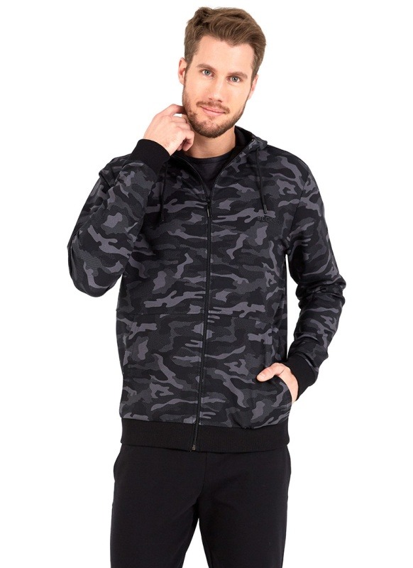 Erkek Fermuarlı Sweatshirt 30757 - Kamuflaj - 1