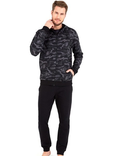 Erkek Fermuarlı Sweatshirt 30757 - Kamuflaj - 4