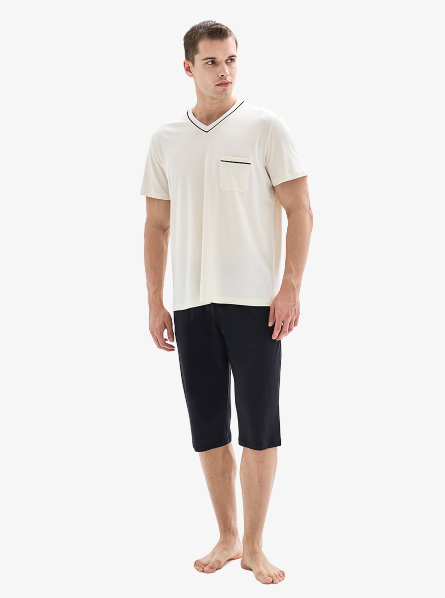 Erkek Kapri Pijama Takımı 40873 - Krem - 1