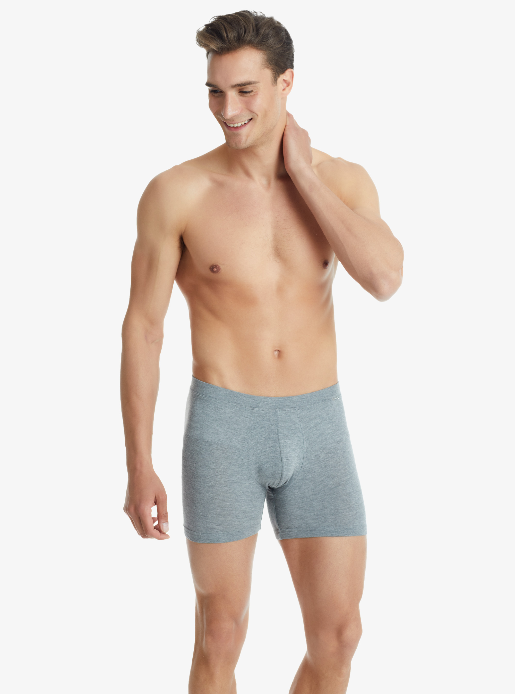 Erkek Modal Elastan Boxer Silver 9313 - Gri Melanj - Blackspade