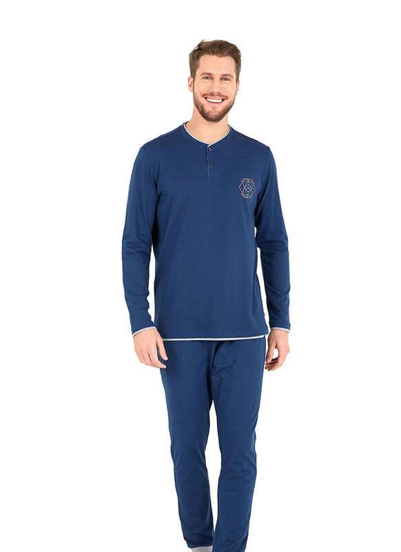 Erkek Pijama Takımı 30718 - Mavi - 1