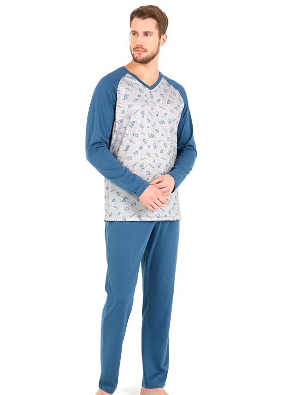 Erkek Pijama Takımı 30745 - Mavi - 2