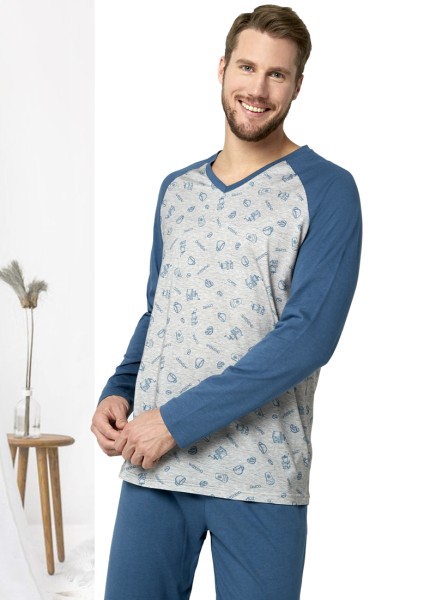 Erkek Pijama Takımı 30745 - Mavi - 3