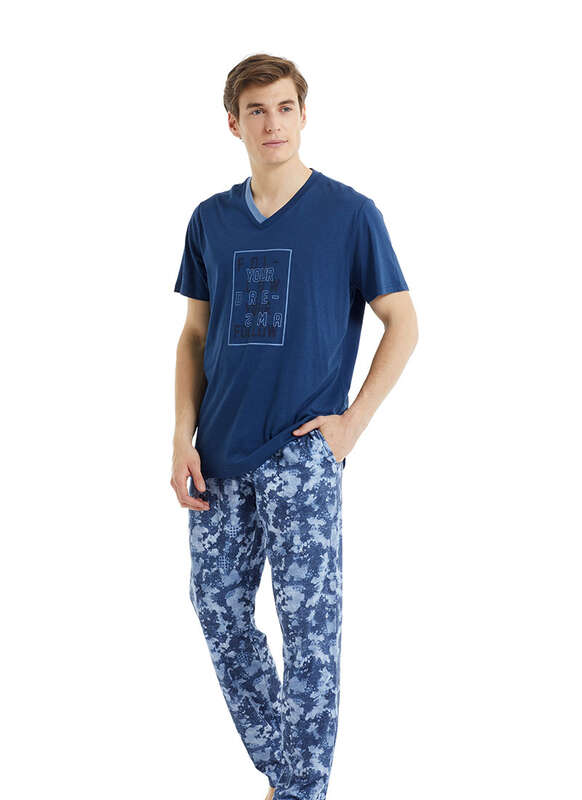 Erkek Pijama Takımı 30827 - Mavi - 1