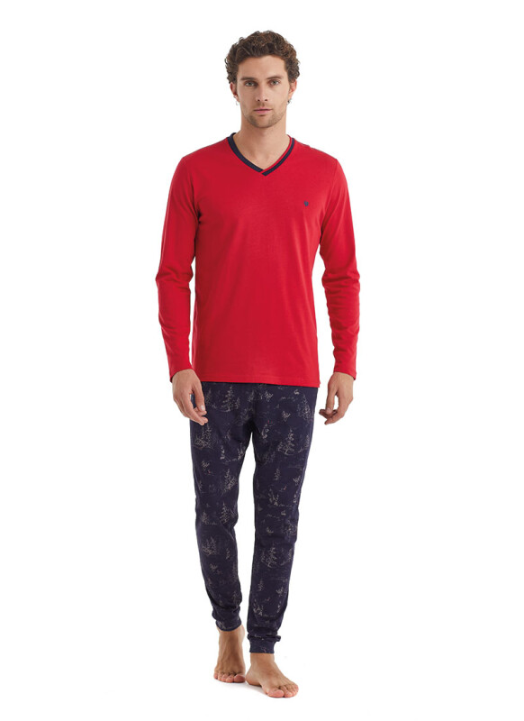 Erkek Pijama Takımı 40107 - Kırmızı - Blackspade