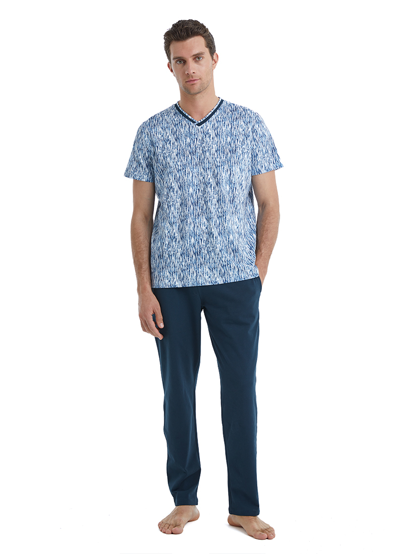 Erkek Pijama Takımı 40497 - Lacivert - Blackspade