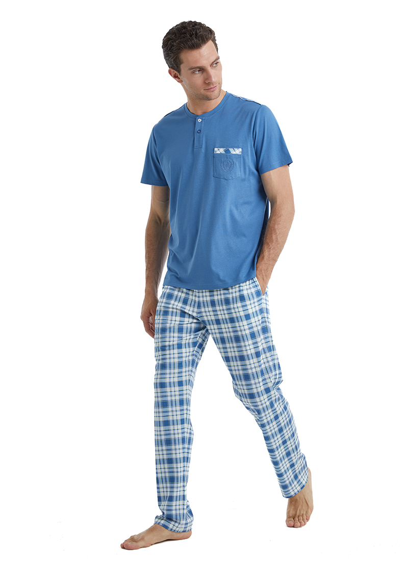 Erkek Pijama Takımı 40521 - Mavi - 3