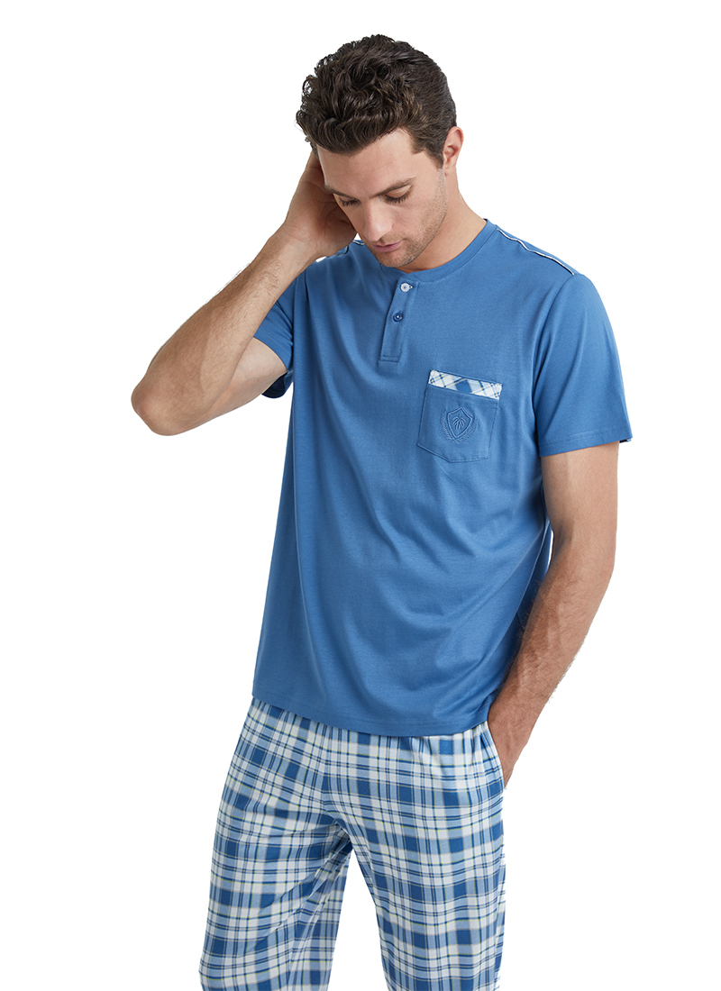 Erkek Pijama Takımı 40521 - Mavi - 4