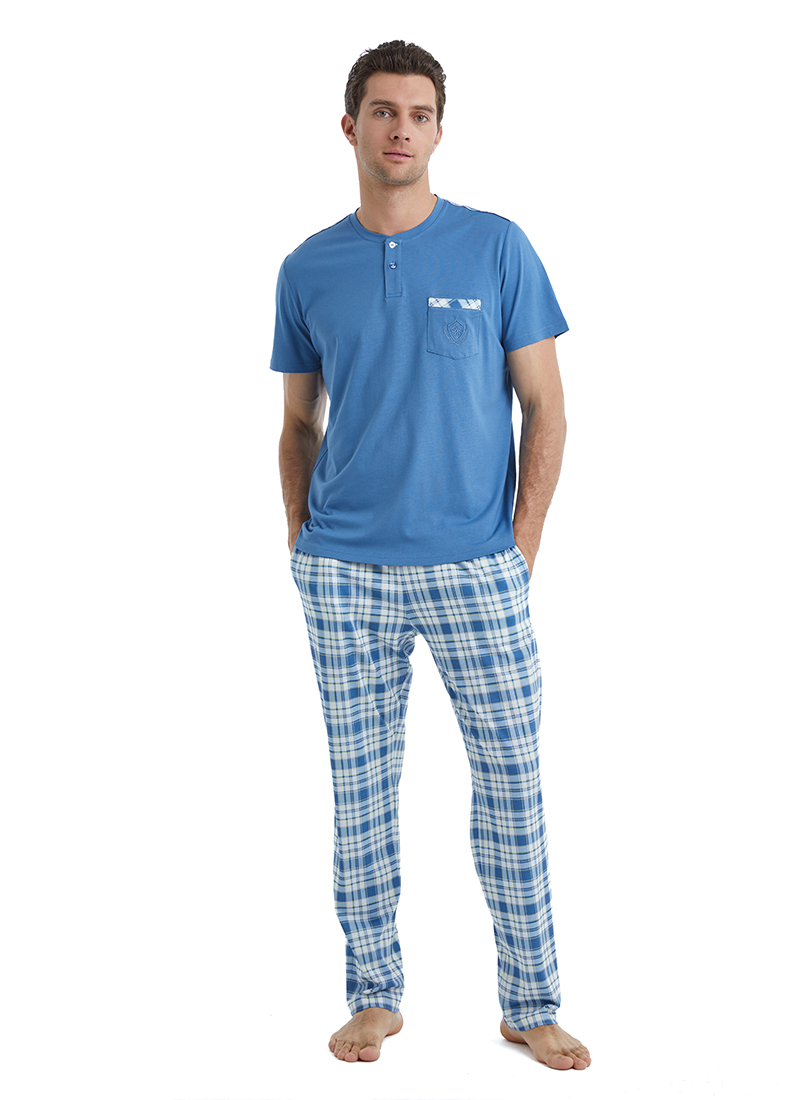 Erkek Pijama Takımı 40521 - Mavi - 1