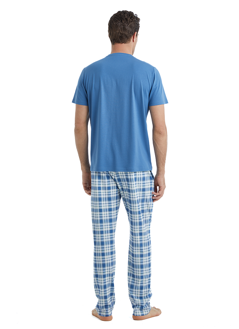 Erkek Pijama Takımı 40521 - Mavi - Blackspade (1)