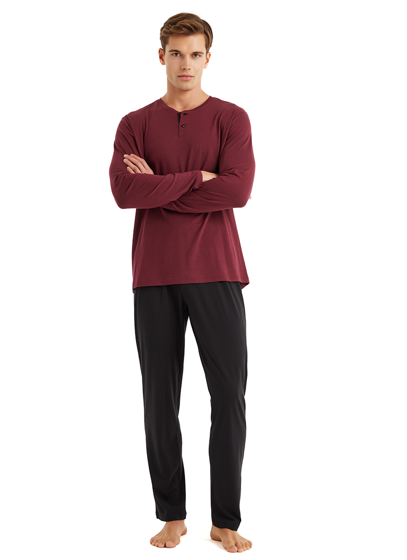 Erkek Pijama Takımı 40579 - Bordo - 2