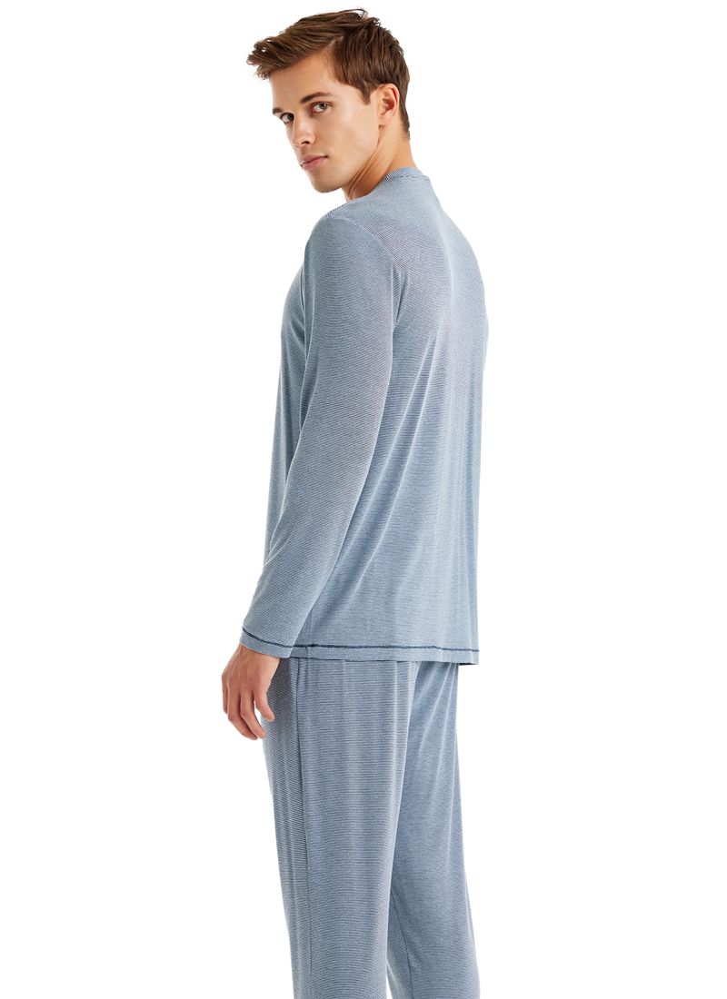 Erkek Pijama Takımı 40636 - Mavi - 3