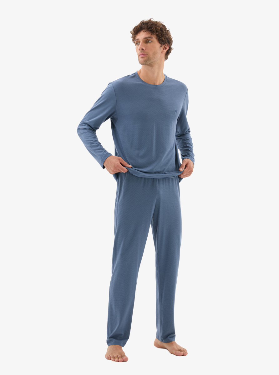 Erkek Pijama Takımı 40784 - Mavi - 5