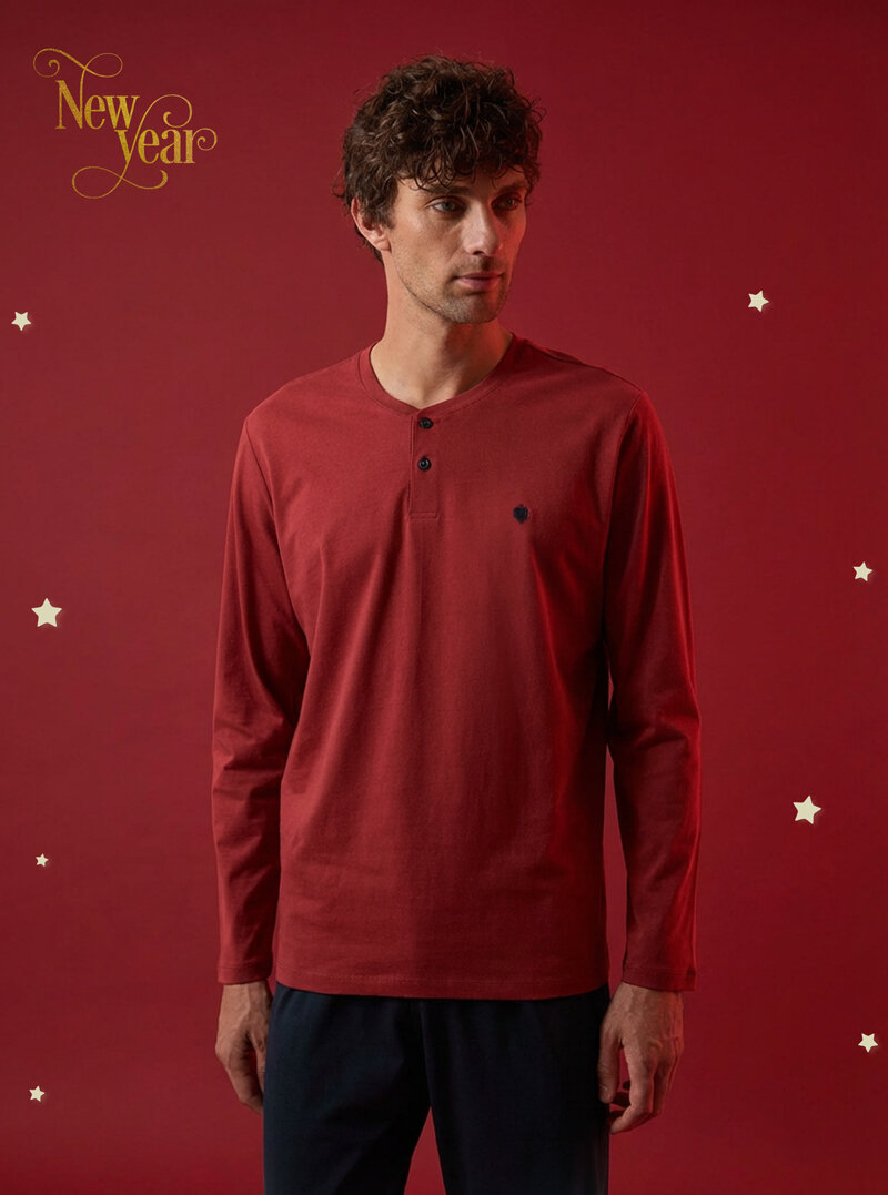 Erkek Pijama Takımı 40787 - Mürdüm - Blackspade