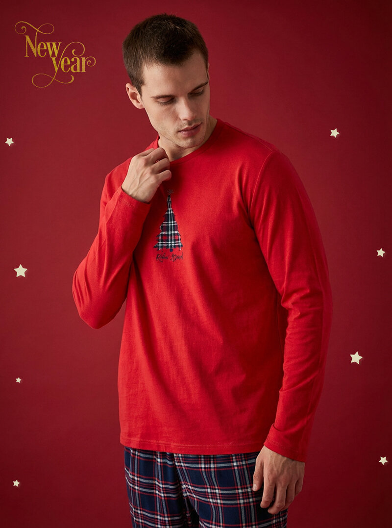 Erkek Pijama Takımı 40859 - Kırmızı - Blackspade