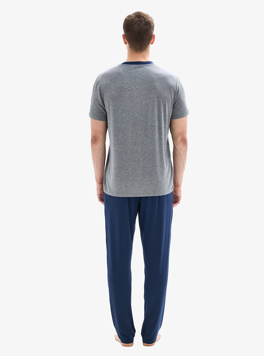 Erkek Pijama Takımı 40885 - Gri Melanj - 4