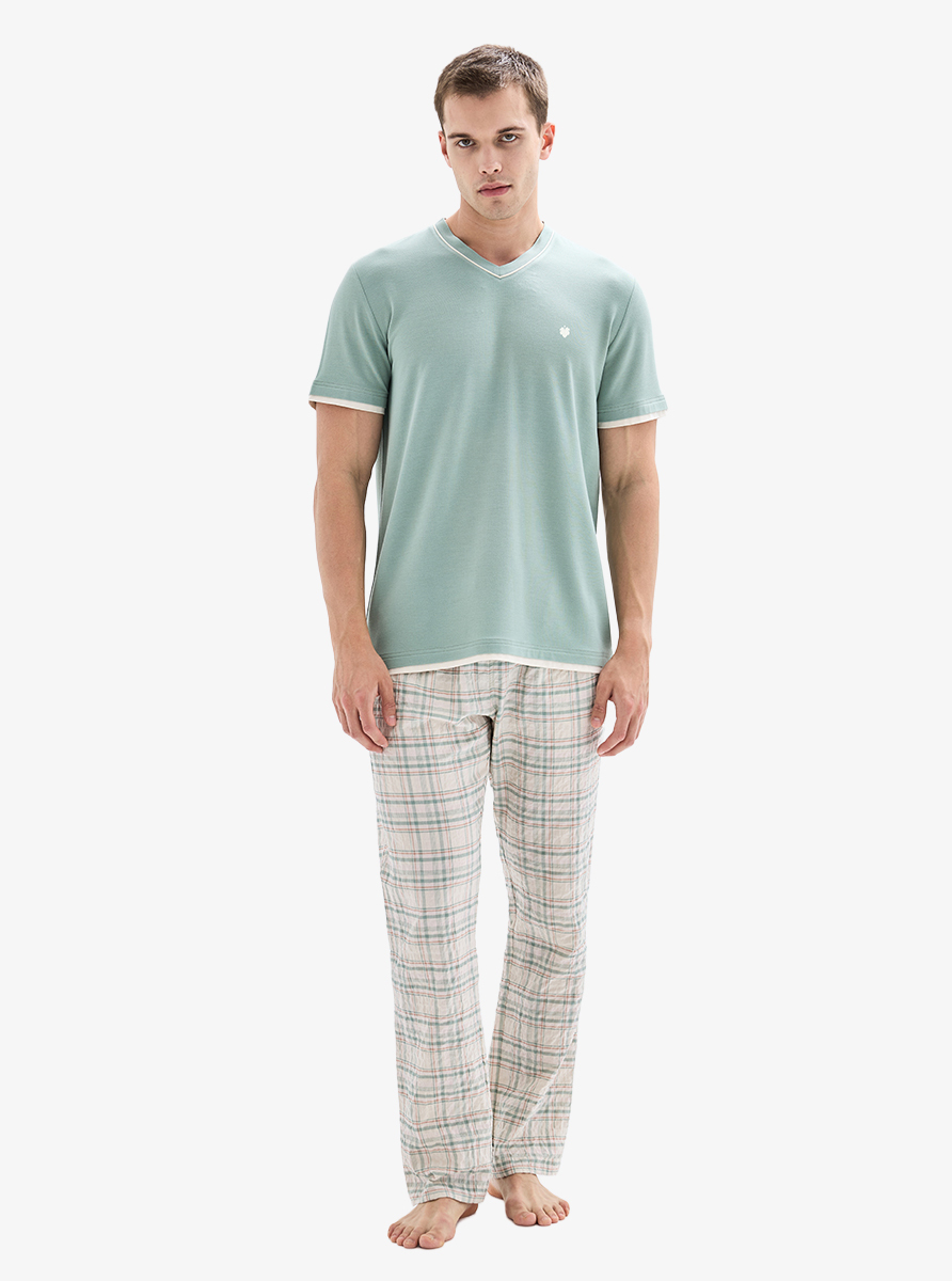 Erkek Pijama Takımı 40887 - Yeşil - 4