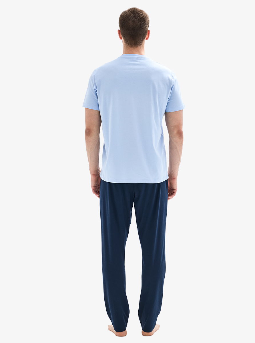 Erkek Pijama Takımı 40897 - Mavi - 5