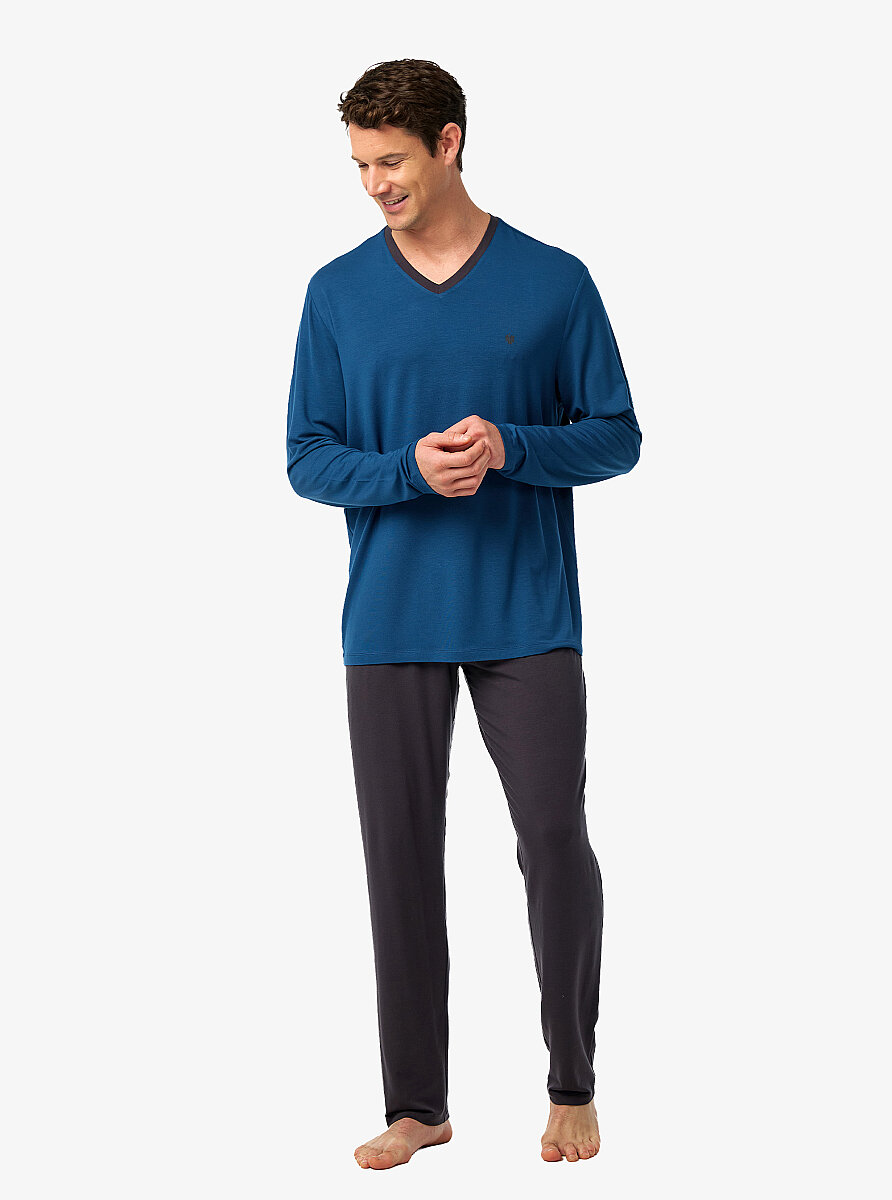 Erkek Pijama Takımı 40975 - Mavi