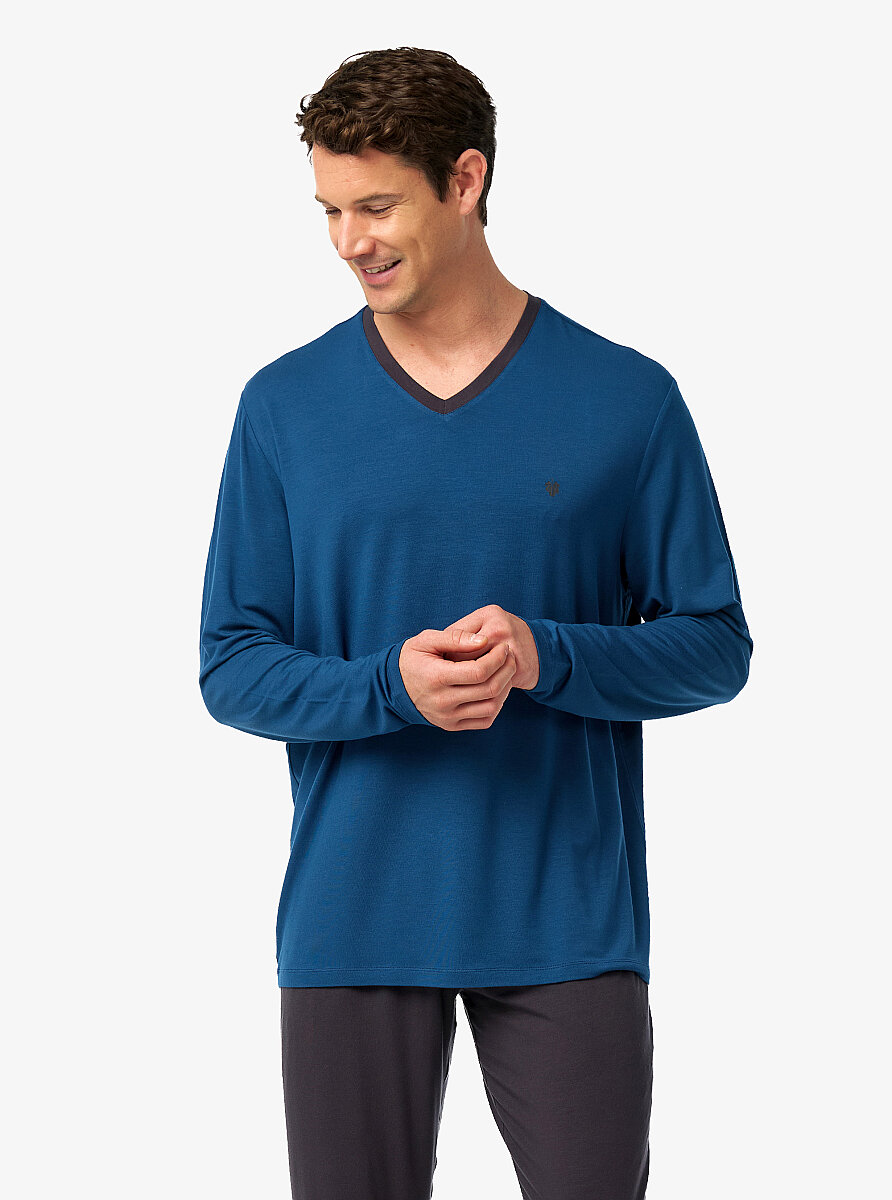 Erkek Pijama Takımı 40975 - Mavi - 5